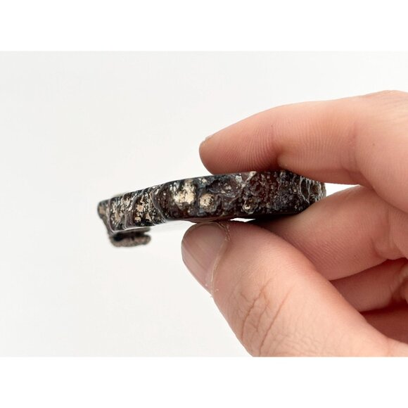 Brown & White Banded Sliced Agate Geode Crystal Silver Toned Vintage Pendant - Picture 11 of 16